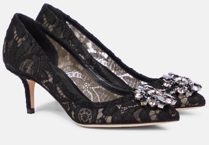 Women'S Formal Wear For Wedding - Glitter Flower Crystal Lace Pointed Toe