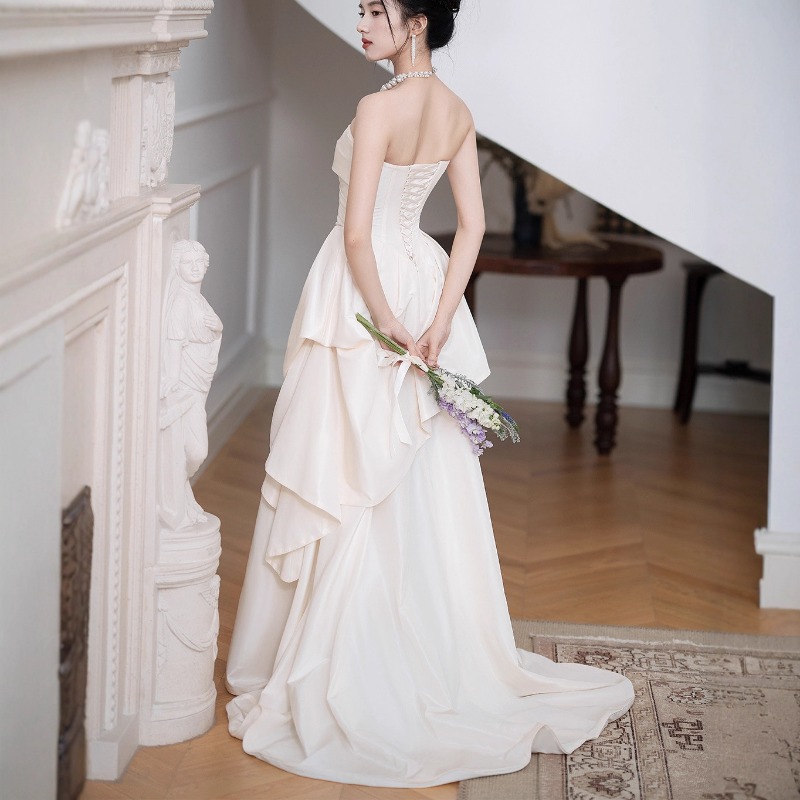 Women'S Formal Wear For Wedding - French Strapless Bride Engagement Dress, Female