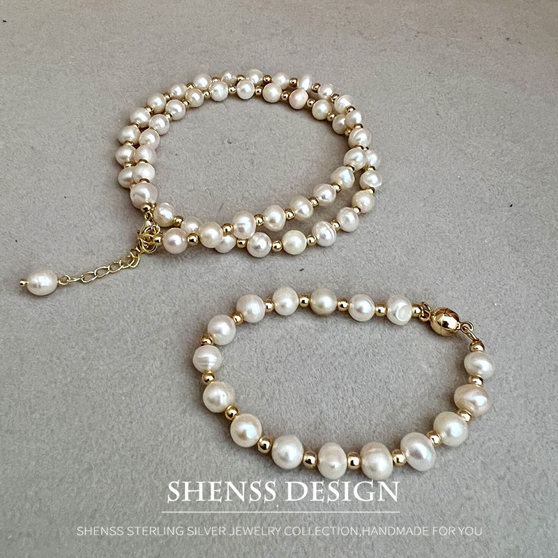 Classic Temperament Natural 5- - Pearl Necklace Set ulasan dan harga