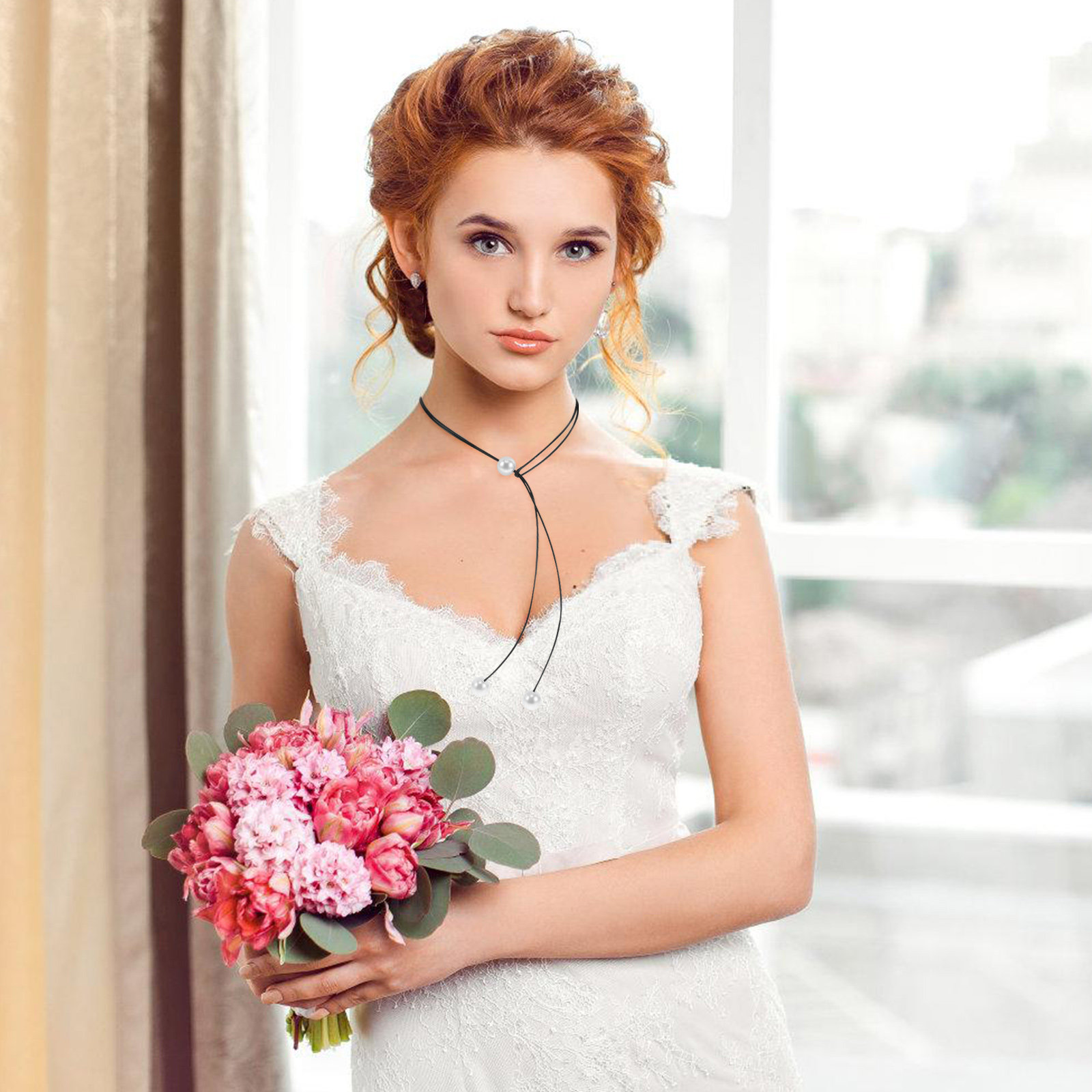 Double-Layer Stylish Cord Neck - Formal Wear Jewelry For Women ulasan dan harga