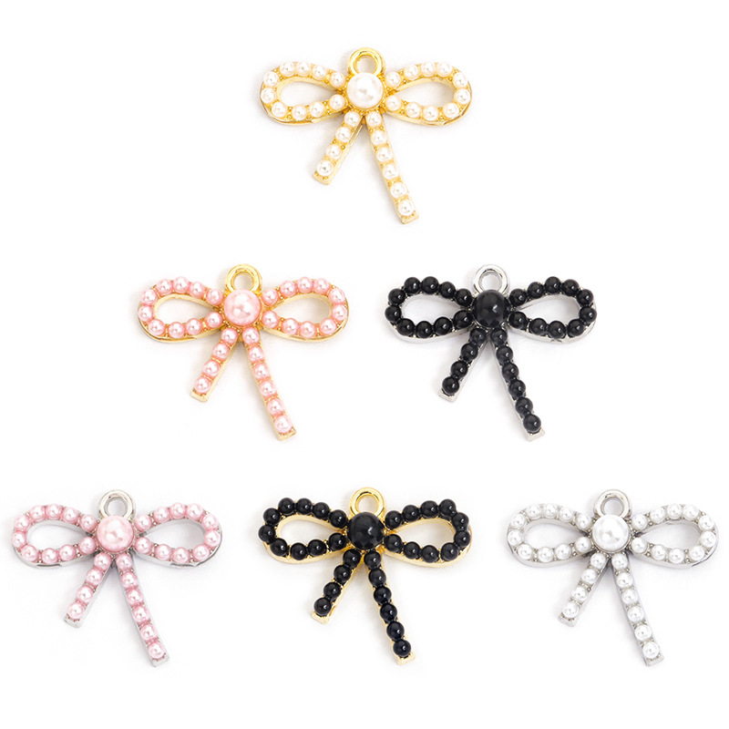 100PC/lot Bowknot Pendant Char - Pearl Necklace Set ulasan dan harga