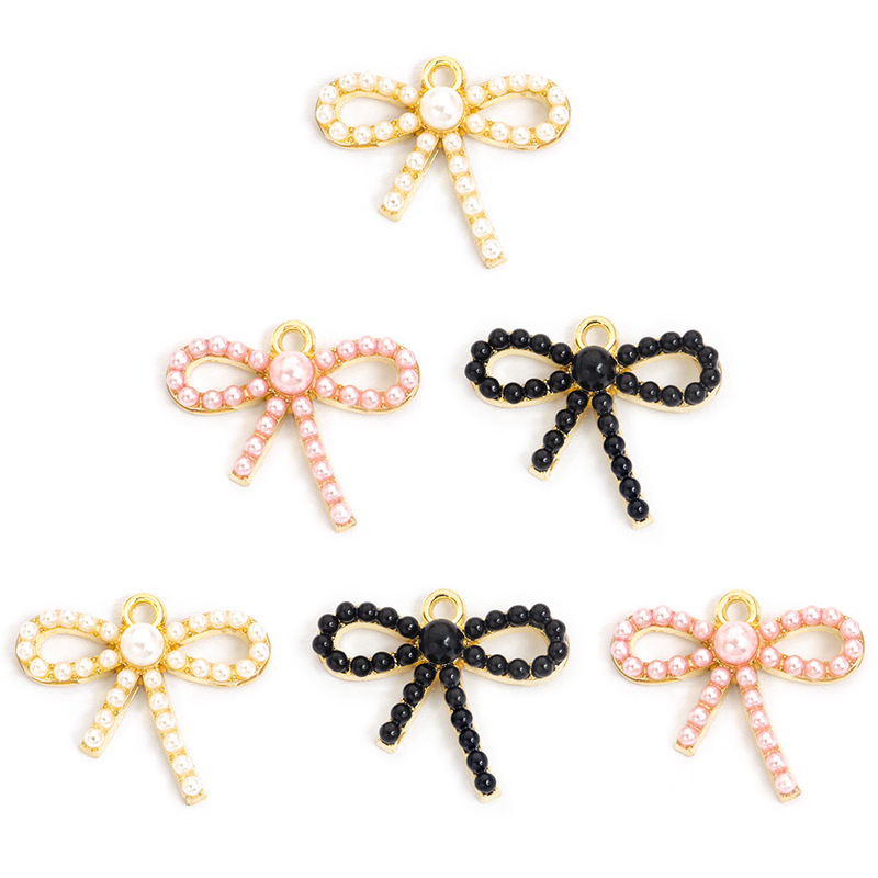 100PC/lot Bowknot Pendant Char - Pearl Necklace Set ulasan dan harga