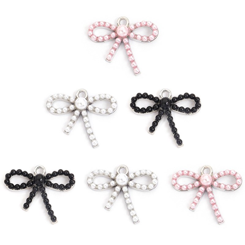 100PC/lot Bowknot Pendant Char - Pearl Necklace Set ulasan dan harga