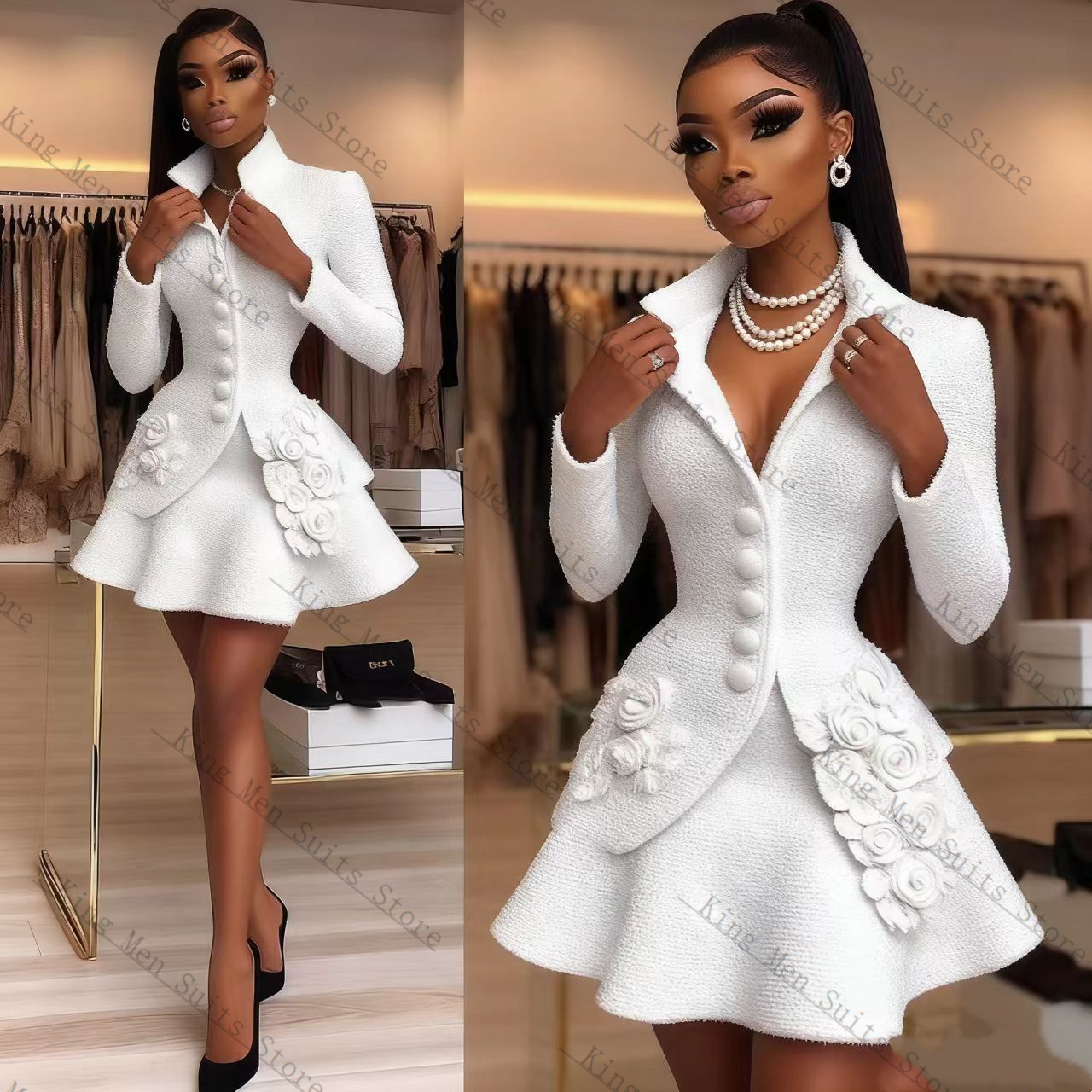 Luxury White Women Suit Set 2  - Women'S Formal Wear Tuxedo ulasan dan harga