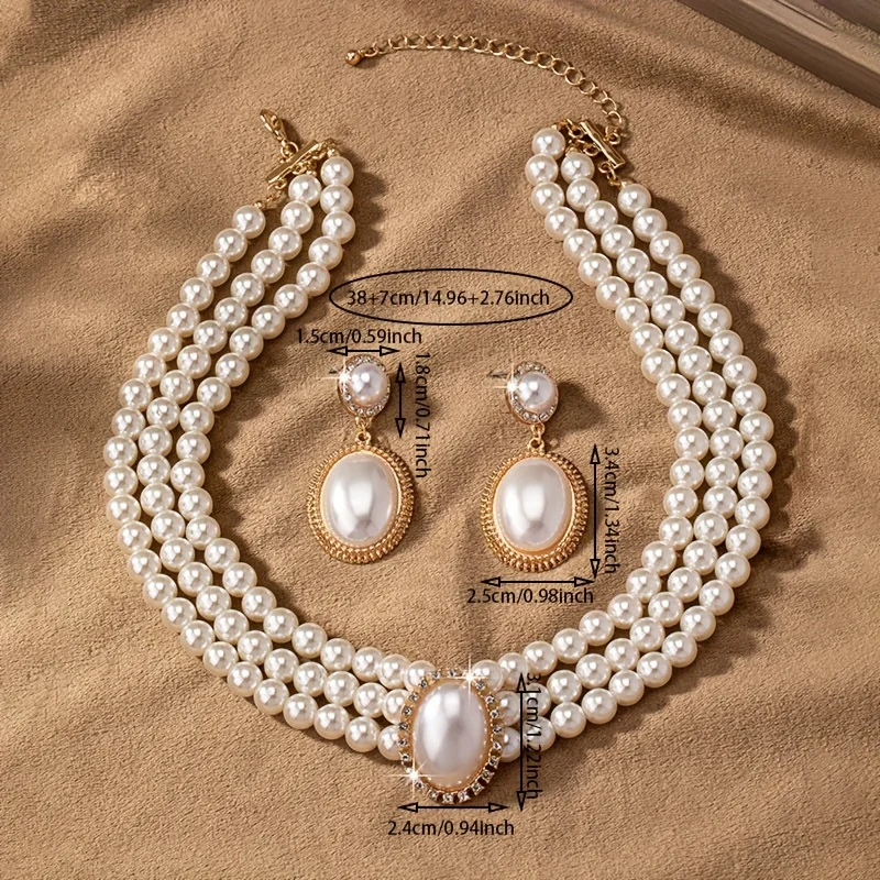 stylish Imitation Pearl neckla - Pearl Necklace Set ulasan dan harga