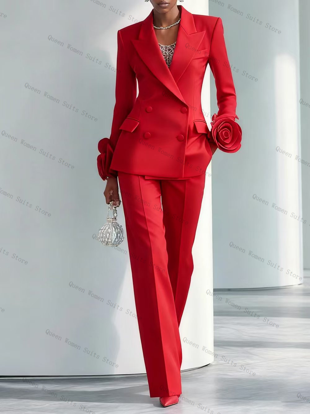 Luxury Red Women Suit Set 2 Pc - Women'S Formal Wear Tuxedo ulasan dan harga