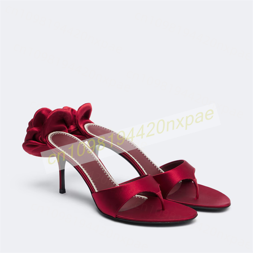 Women Red Satin Thong Mule San - Women'S Formal Wear For Wedding ulasan dan harga