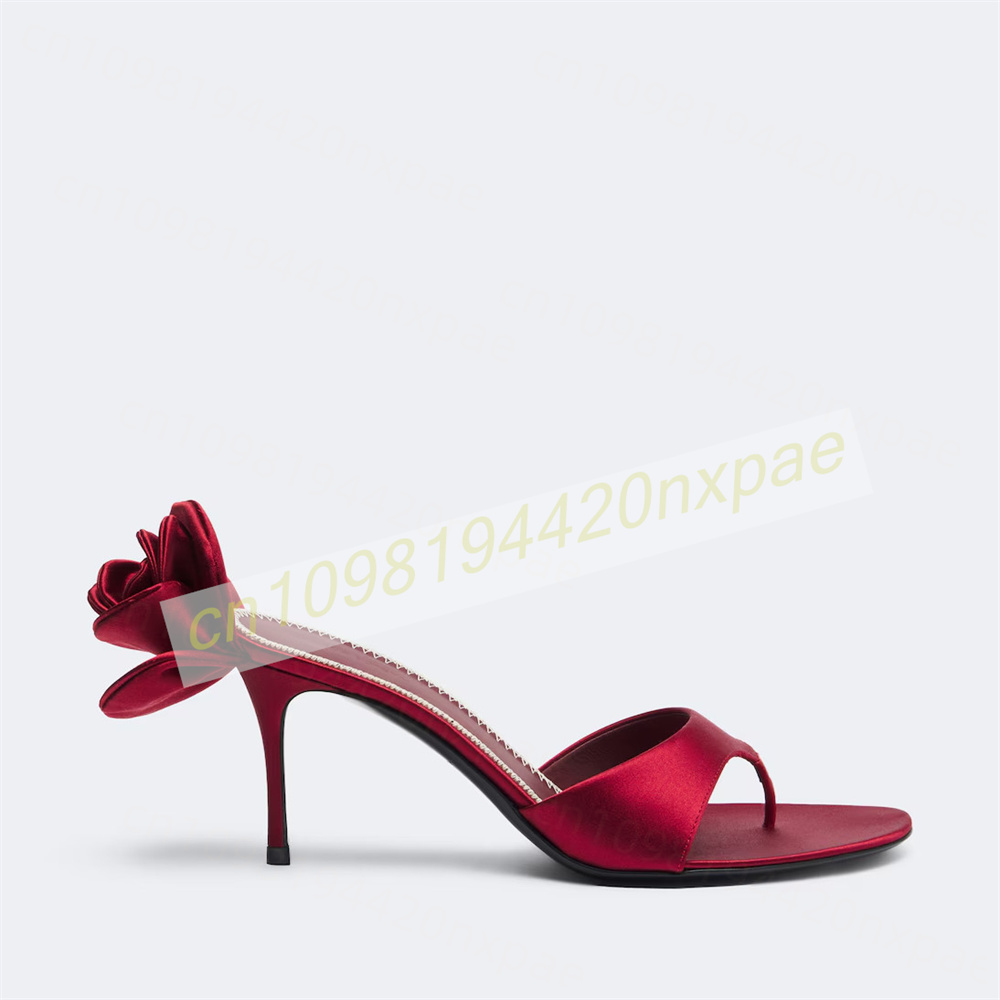 Women Red Satin Thong Mule San - Women'S Formal Wear For Wedding ulasan dan harga