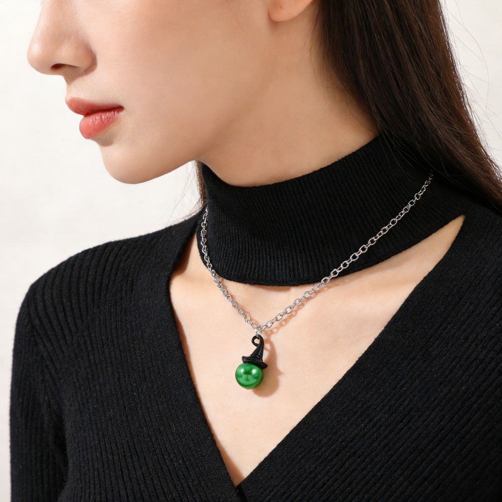 Wicked Inspired Witch Hat & Cr - Pearl Necklace Set ulasan dan harga