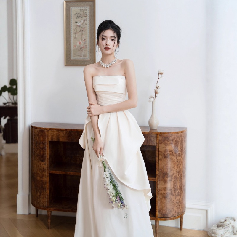 French Strapless Bride Engagem - Women'S Formal Wear For Wedding ulasan dan harga