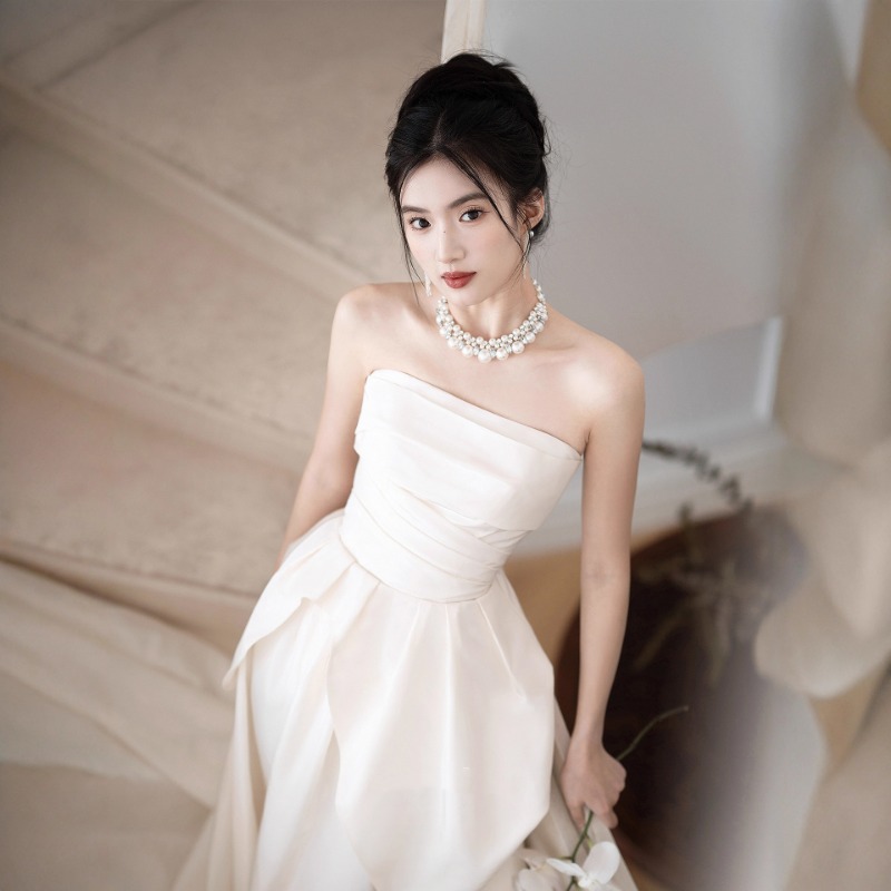 French Strapless Bride Engagem - Women'S Formal Wear For Wedding ulasan dan harga