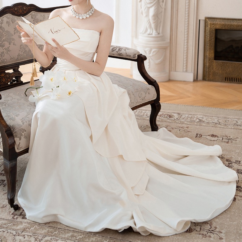 French Strapless Bride Engagem - Women'S Formal Wear For Wedding ulasan dan harga