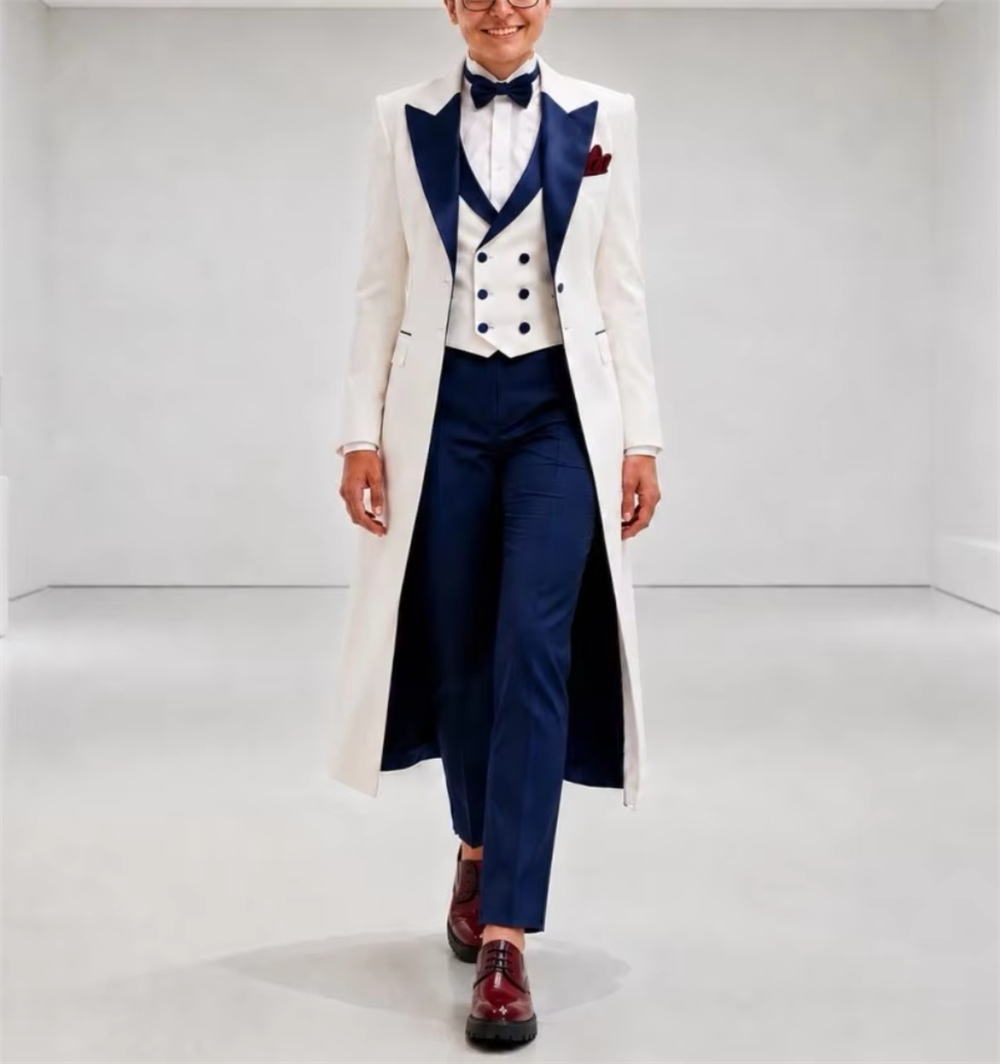 Navy Blue White Women's Jacket - Women'S Formal Wear For Wedding ulasan dan harga
